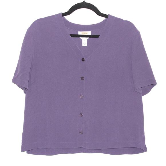 Vintage Talbots 100% Silk Blouse Button Down Size 14 Purple - Picture 2 of 5